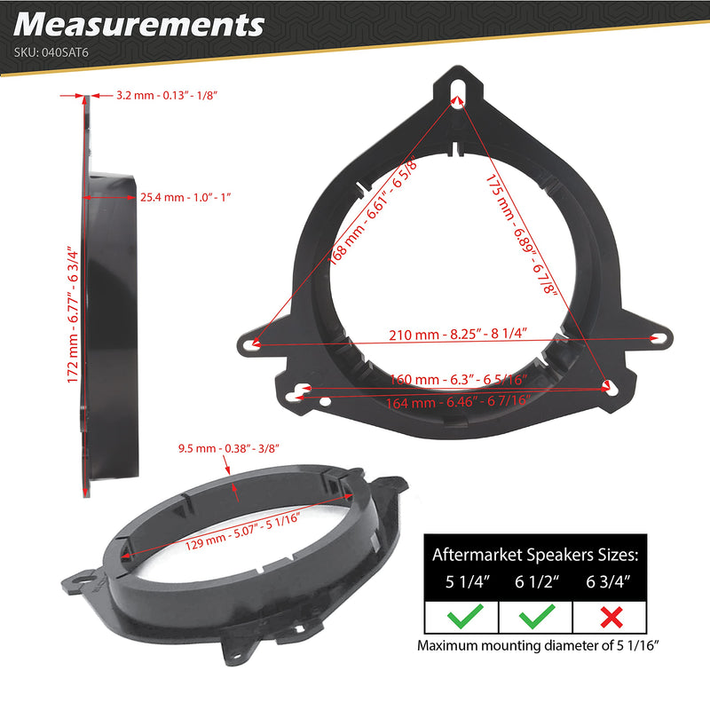 [Australia - AusPower] - Scosche Compatible with Select 2010 to 2012 Lexus, 2004 to 2016 Scion, 2013 to 2018 Subaru & 2000 to 2019 Toyota Vehicles 5.25" - 6.5" Speaker Adapters (1 Pair) SAT6 Standard Packaging 