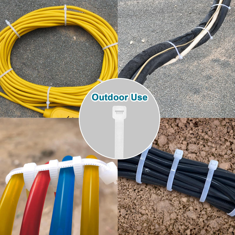 [Australia - AusPower] - White Zip Ties 14 inch (100 Pack), Clear, 50 lb, UV Resistant Cable Ties for Outdoor Use, LOCKLOCK 14" (100 Pack) 