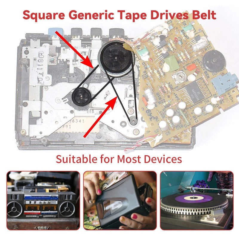 [Australia - AusPower] - Recorder Rubber Belts, Cassette Recorder Repair Maintenance Mix Cassette Rubber Square Belt 40-135MM (50PCS) 