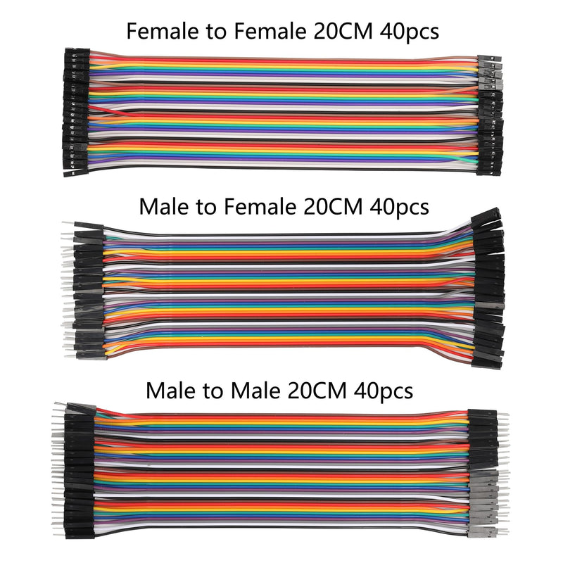[Australia - AusPower] - WWZMDiB 120 Pin Breadboard Jumper Wires Length 20cm, 40pin Male to Female, 40pin Male to Male, 40pin Female to Female 