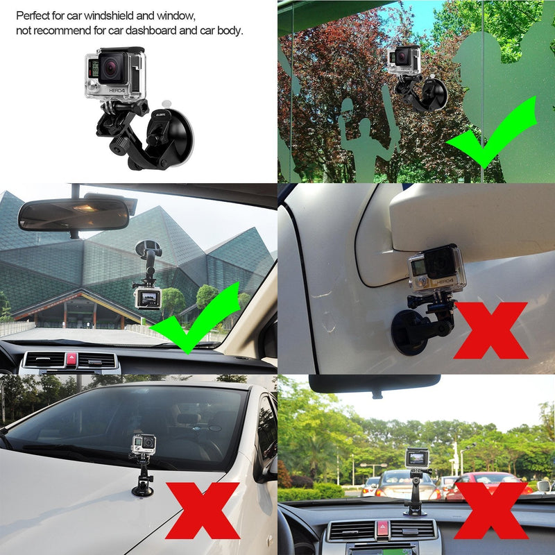 [Australia - AusPower] - Sametop Suction Cup Mount Compatible with Gopro Hero 12, 11, 10, 9, 8, 7, 6, 5, 4, Session, 3+, 3, 2, 1, Hero (2018), Max, Fusion, DJI Osmo Action Cameras; Perfect for Car Windshield and Window 