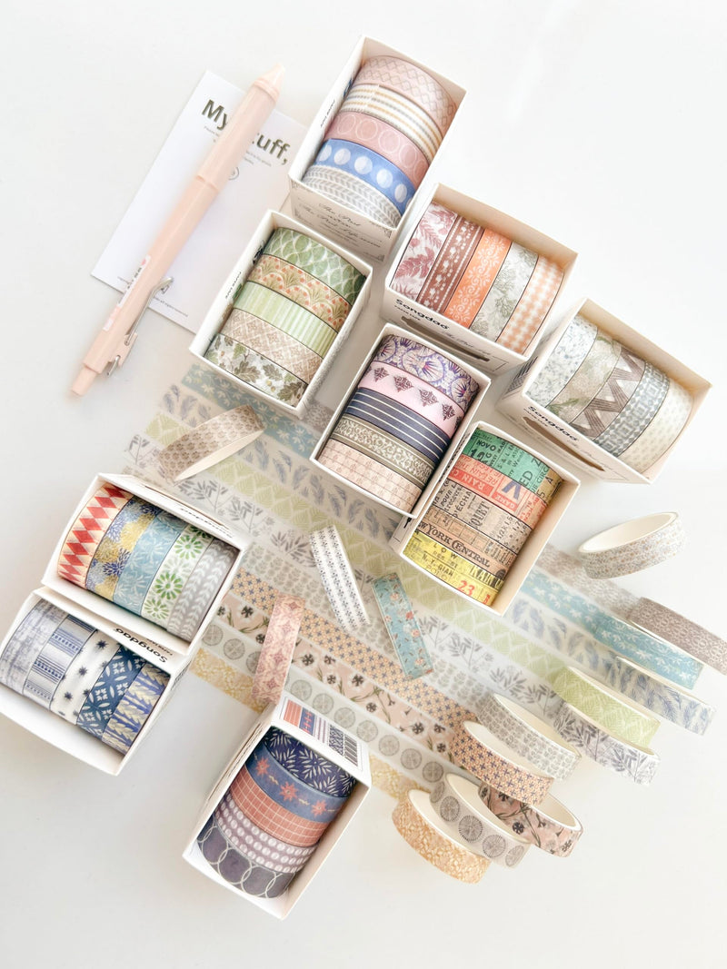 YUBBAEX 40 Rolls Basic Washi Tape Set Cute Printed Patterns Masking Skinny Creative Decorative Tapes for Arts, DIY Crafts, Journals, Planners, Scrapbook, Wrapping (Retroism 2) Retroism 2