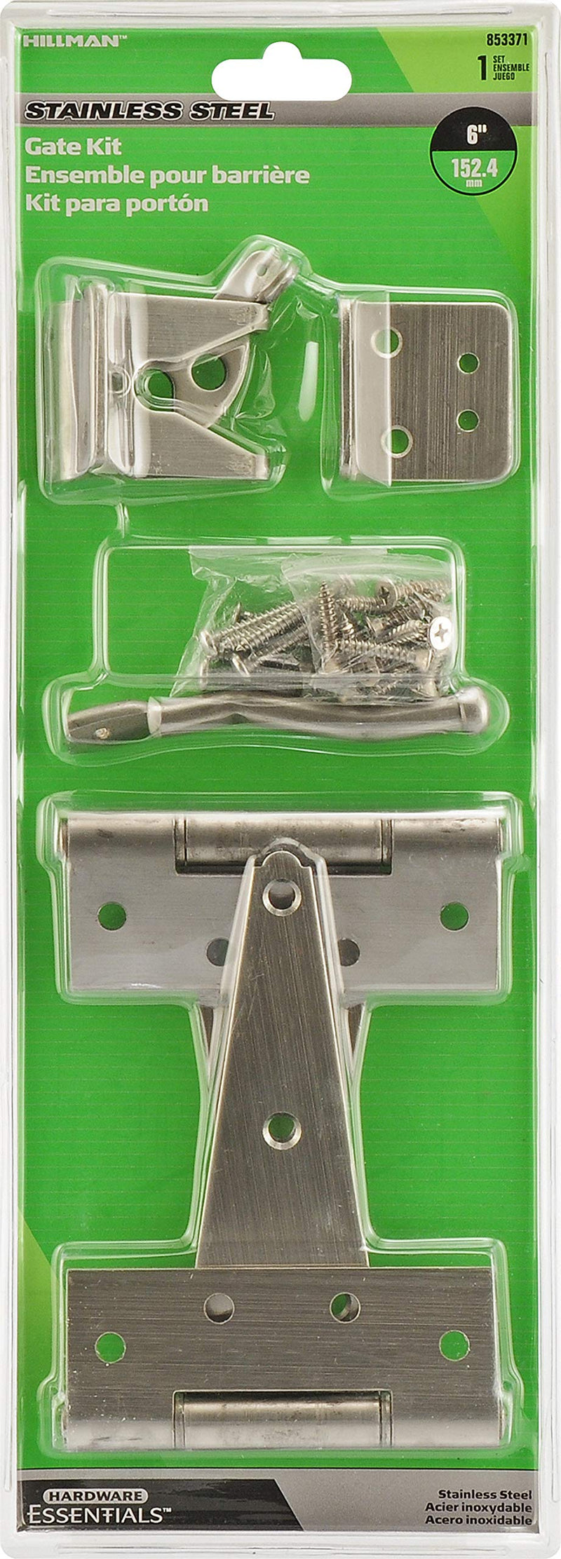 Hillman Hardware Essentials 853371 Stainless Steel Heavy Duty Gate Hardware Kit