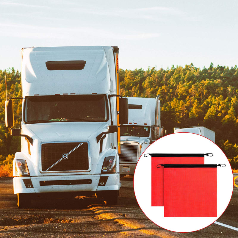 [Australia - AusPower] - Tatuo 2 Pcs 18 x 18 Inch Hook Safety Warning Flag Mesh Safety Flag Warning Sign with Vinyl Welt and Bungee Cord for Truck and Pedestrian Crossings(Deep Red) Deep Red 