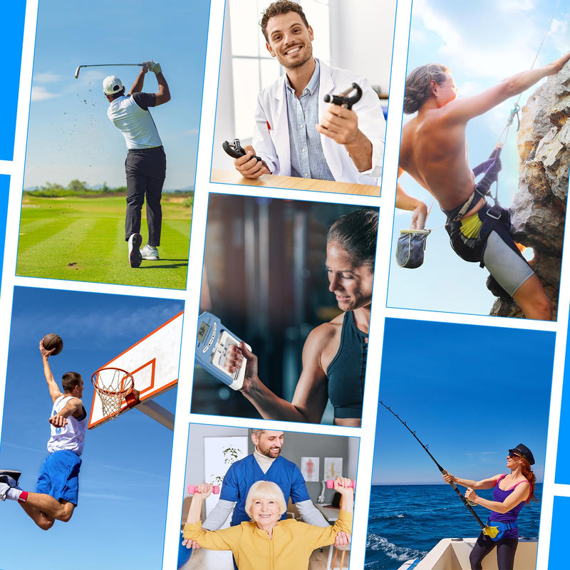 [Australia - AusPower] - Blue Electronic Hand Dynamometer - 90 kg / 200 lbs Capacity Hand Grip Strengthener with 19 Records - Ideal for Strength Training, Rehabilitation and Progress Tracking blue 