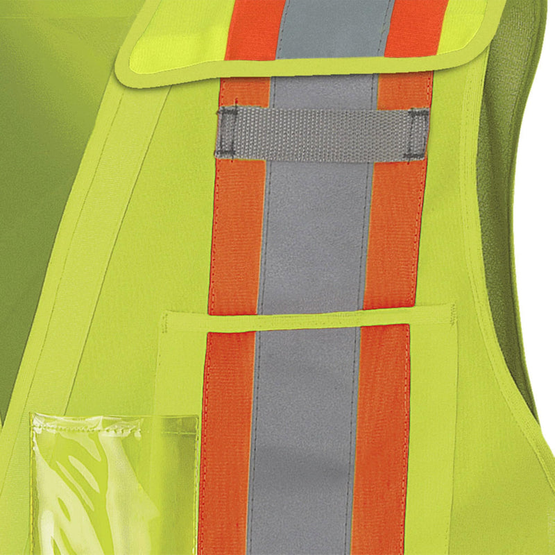 Pioneer Hi Vis Tear-Away Safety Vest for Men and Women - Reflective Tape ANSI Class 2, 4 Pockets, Adjustable Front XX-Large-3X-Large Yellow/Green