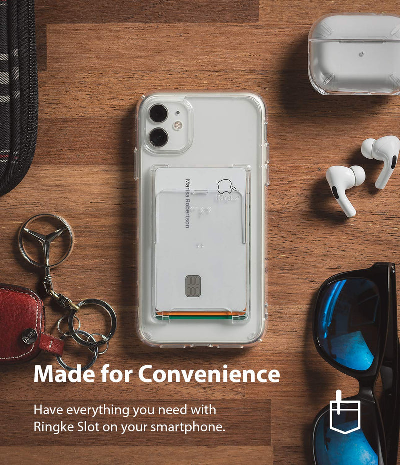 [Australia - AusPower] - Ringke Slot Card Holder for Phone Case, Business Card Holder for Back of Phone, ID Credit Card Holder Stick on for Women Men, Phone Wallet Compatible with iPhone, Galaxy, and Pixel - Clear Mist Adhesive 