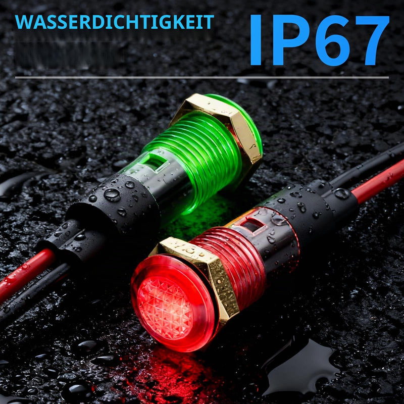 Pack of 10 8 mm LED Signal Lamp Indicator Light, Universal 12-24 V DC Round Indicator Light, Plastic Housing Warning Light, for Control Cabinet and Car Truck (Red, Green, Amber, Blue, White) Five colors 12-24 V