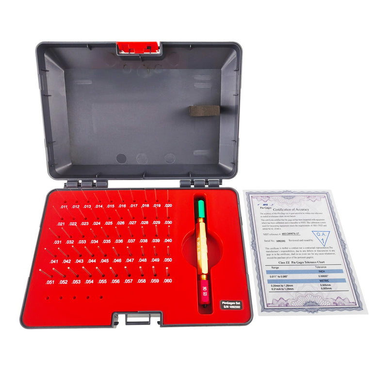 [Australia - AusPower] - HFS(R) Class ZZ Pin Gage Set with Go/No Go Handle for Machine Shops, Manufacturing 0.011"-0.060" 50 Pieces 0.011"-0.060", M0, 50PCS 