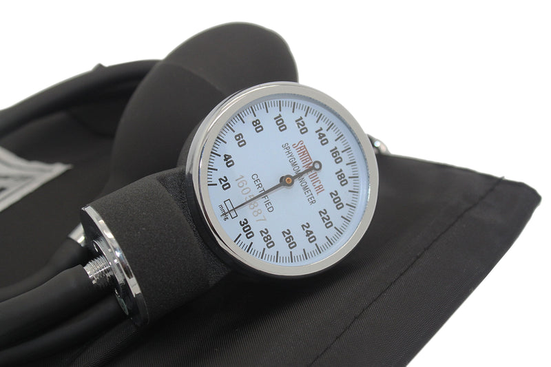 [Australia - AusPower] - Santamedical Adult Deluxe Aneroid Sphygmomanometer - Professional Blood Pressure Monitor with Adult Black Cuff and Carrying case (Light Black) & Santamedical Taylor Percussion Hammer 