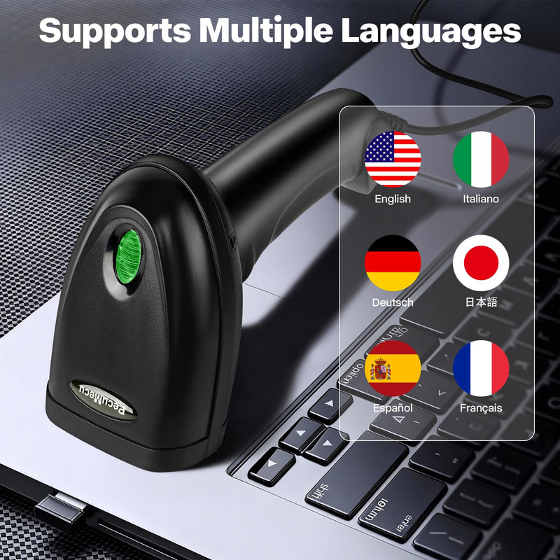 [Australia - AusPower] - USB 2D Barcode Scanner with Stand, Handheld QR Code Scanner PDF417 Data Matrix Bar Code Reader with Long USB Cable for POS Mobile Payment, Convenience Store, Supermarket, Warehouse (TM-10CS) 
