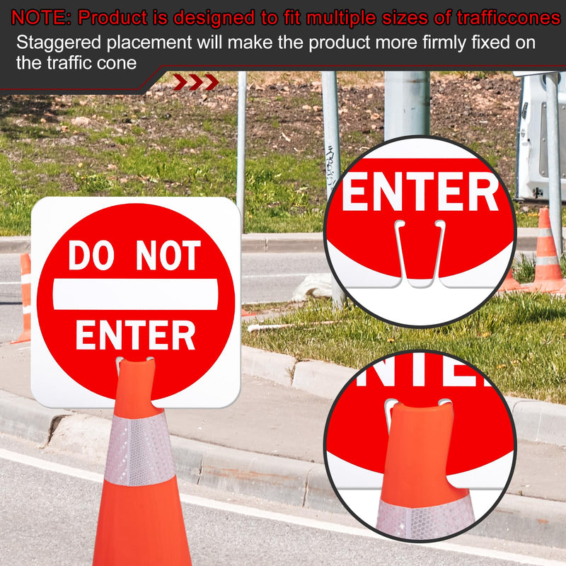 Geetery 6 Pcs Do Not Enter Cone Traffic Sign 12 x 12 Inches Warning Sign Red and White Double Sided for Street Road Barricade Outdoor Weather Resistant Construction