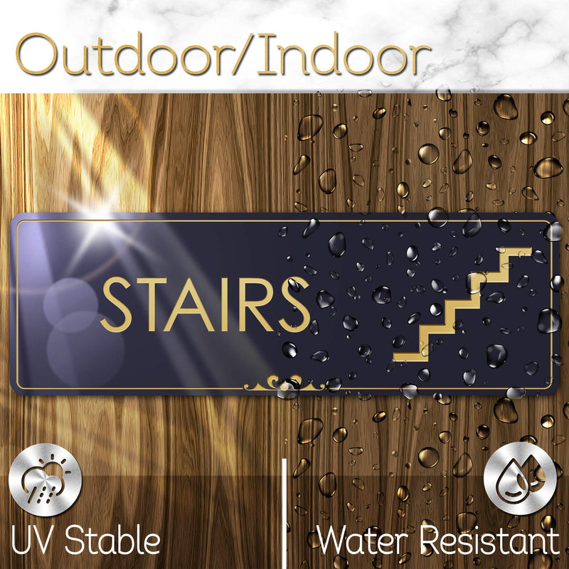 Stairs Door Sign Stairway Sign for Business, Black/Gold, Engraved, 3" x 9", Fade Resistance, Indoor/Outdoor Use, USA MADE By My Sign Center Black and Gold