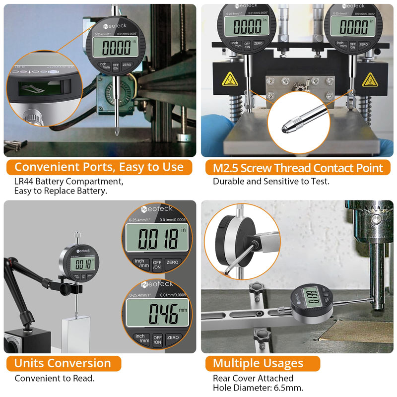 [Australia - AusPower] - Neoteck 1" Digital Indicator + 90lbs/40kg Magnetic Base Stand 