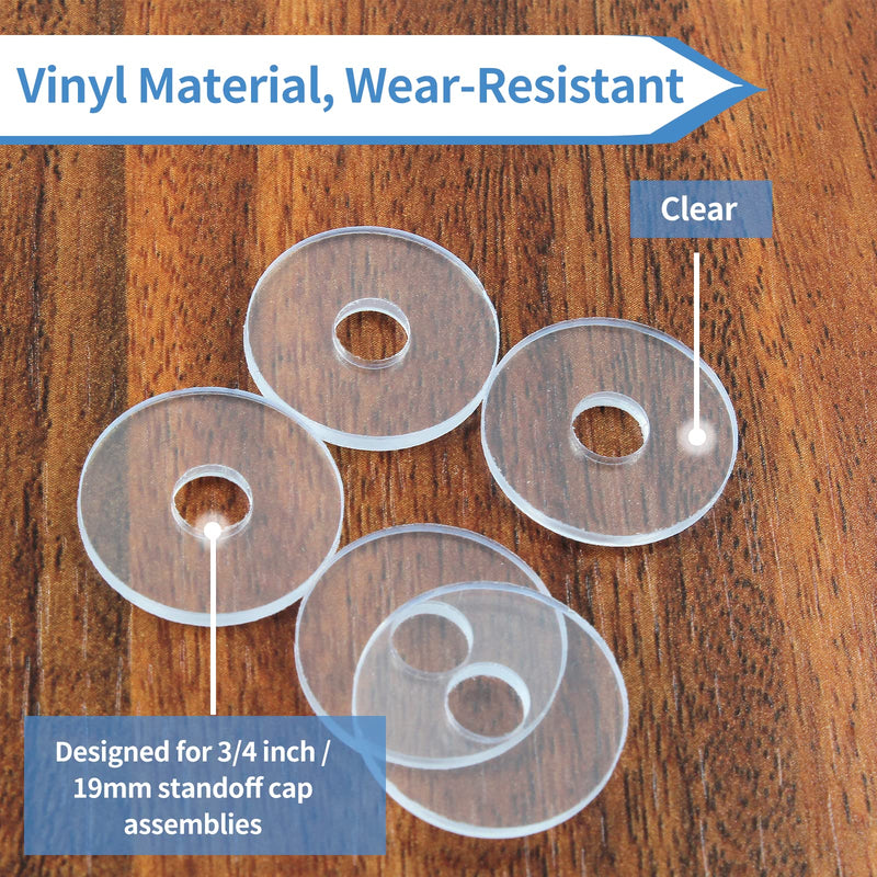 [Australia - AusPower] - 10 Pack 3/4 Inch Clear Washers for Shower Door Handle, Plastic Washers Spacers Vinyl Replacement Parts Transparent Gasket, Plastic Flat Washer Clear Plastic Gasket for Standoff Cap Assemblies 10 Pack 