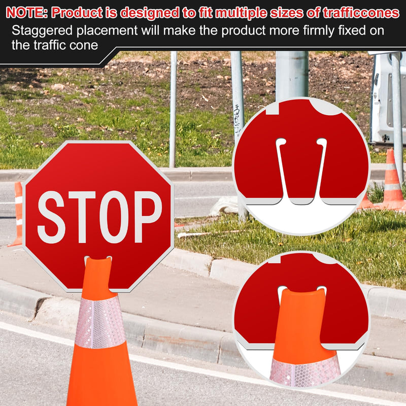 Geetery 6 Pcs Stop Signs 12x12", Durable PVC Traffic Warning for Cones Double-sided for Construction Zones, Parking Lots, Road Safety, Weather Resistant, Waterproof, Fade Resistant, Easy to Mount