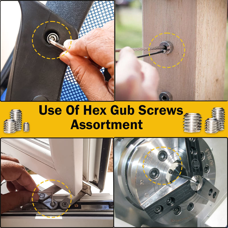 [Australia - AusPower] - Set Screws Assortment Kit - 240 (M3, M4, M5, M6, M8), Metric 304 SS Grub Screws Cup Point & Hex Head with 5 Allen Keys (M1.5-M4) - Ideal for Door Handles, Home Repairs and More 1 240 Pcs - M3,M4,M5,M6,M8 