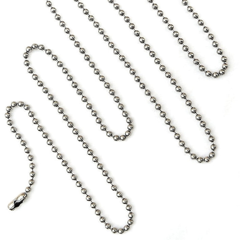 [Australia - AusPower] - 25pcs Nickel Plated Ball Chain Necklace,30 Inches Long 2.4mm Bead Size # 3 Metal Bead Steel Chain, Military Bead Chain, Dog Tag Necklace by Special100% 