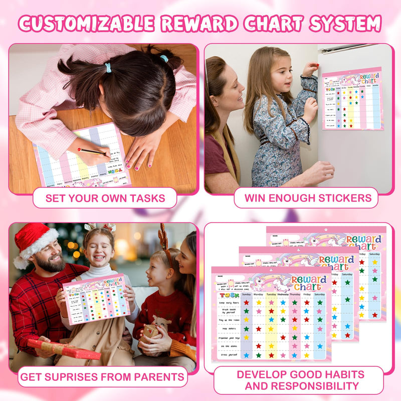 [Australia - AusPower] - Magnetic Reward Chart for Kids at Home, Behavior Chart Pad with 26 Chore Charts, 1680 Star Stickers, 84 Motivational Stickers to Develop Responsibility & Good Habits (Unicorn) Unicorn 