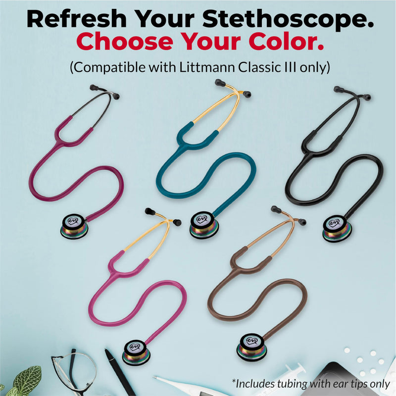 [Australia - AusPower] - Stethoscope Replacement Tubing Compatible with Littman Classic III – Durable, Flexible Stethoscope Tube Accessory to Replace Damaged Tubing (Black) Black 