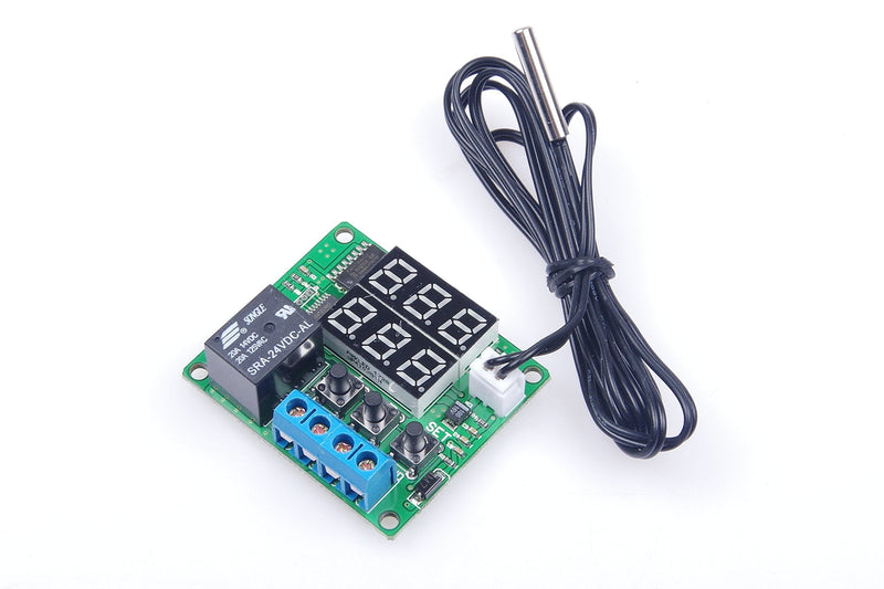[Australia - AusPower] - DC 24V Digital Thermostat Module -58℉ to 257℉ Fahrenheit Temp Display Temperature Controller Board with 20A Relay Waterproof Sensor Probe Dual LED Display Red Blue 