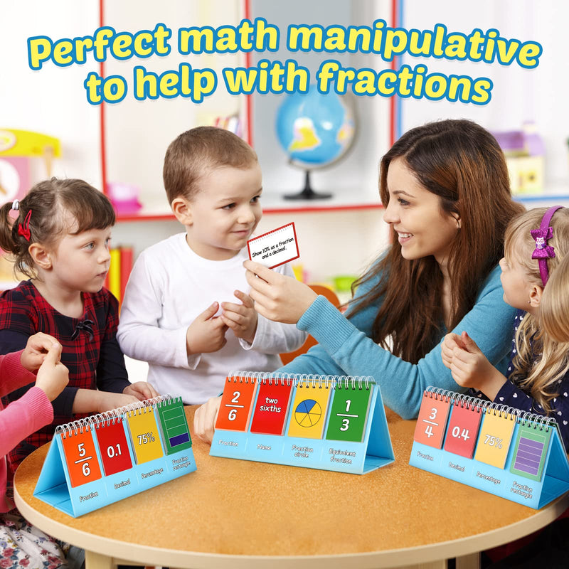 [Australia - AusPower] - Fraction Manipulatives for Elementary School, Fraction Circles & Percentage & Decimal Flip Chart, Kids Math Games Math Manipulatives for 1st, 2nd, 3rd, 4th, 5th, 6th Grade Homeschool Supplies 