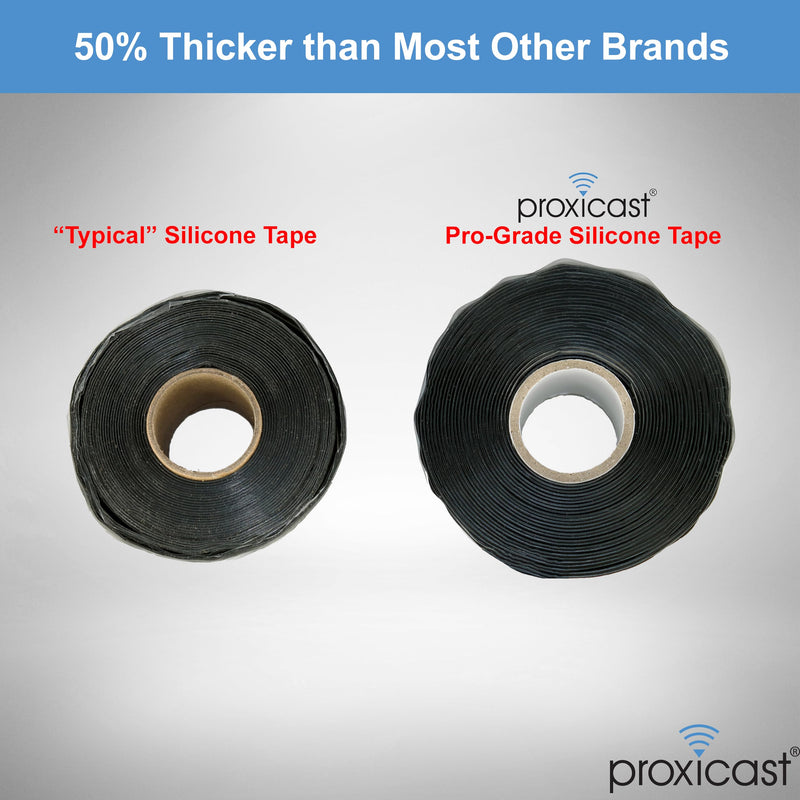 Proxicast Pro-Grade Extra Strong 30mil Weatherproof Self-Fusing Silicone Rubber Sealing Tape For Outdoor Antenna Coax & Electrical Cables, Hose/Pipe Leaks & Emergency Repairs (1.5" x 15' roll) - Clear 1
