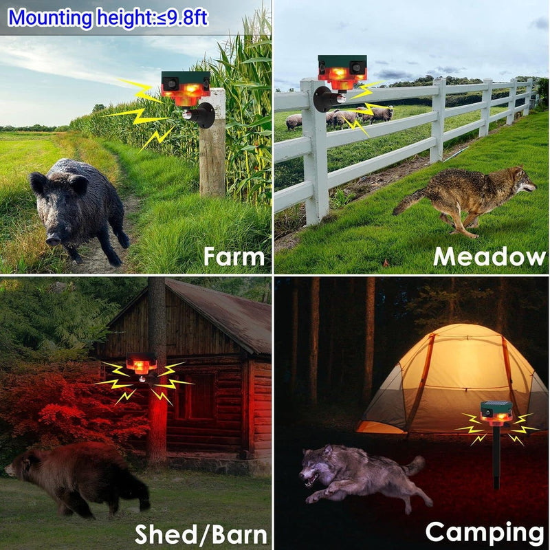 [Australia - AusPower] - HULPPRE Solar Outdoor Motion Sensor Alarm-Dog Barking&Gunshot Sound ,Support Recording,130db Loud Noise Maker,13 Kinds of Sound Strobe Light with USB,Say Goodbye to The Intruders 13 sounds outdoor alarm 