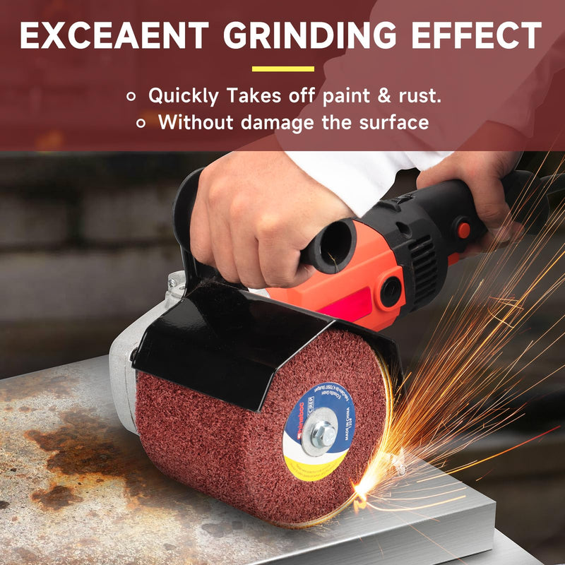 [Australia - AusPower] - Non-Woven Wire Abrasive Drawing Polishing Burnishing Wheel,60 Grit 120 x 100 x 19 mm Flap Wire Brush Drum for Stainless Steel,Aluminum,Copper and More for Surface Conditioning Wheel Red 60 Girt 