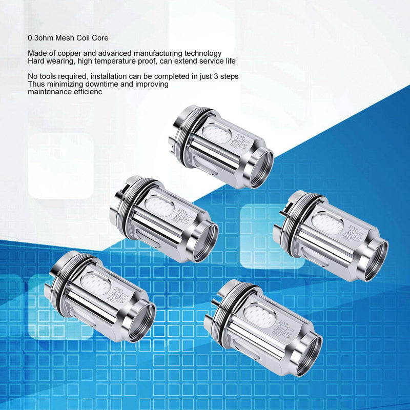 5 Stück TFV18 Mesh Spulenkern 0,3 Ohm Ersatz für Industriemaschinen, Elektronische Produkte, Automobilherstellung, Langlebige Kupferspule