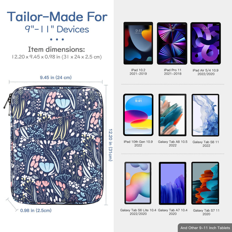 [Australia - AusPower] - 9-11 Inch Tablet Sleeve Case for iPad 10.2 2021-2019, iPad Pro 11 2021-2018, iPad Air 5/4 10.9 2022, iPad 10th Gen 10.9 2022, Galaxy Tab A8 10.5 2022, Tablet Protective Sleeve Bag, Night Blue 9-11 inch 