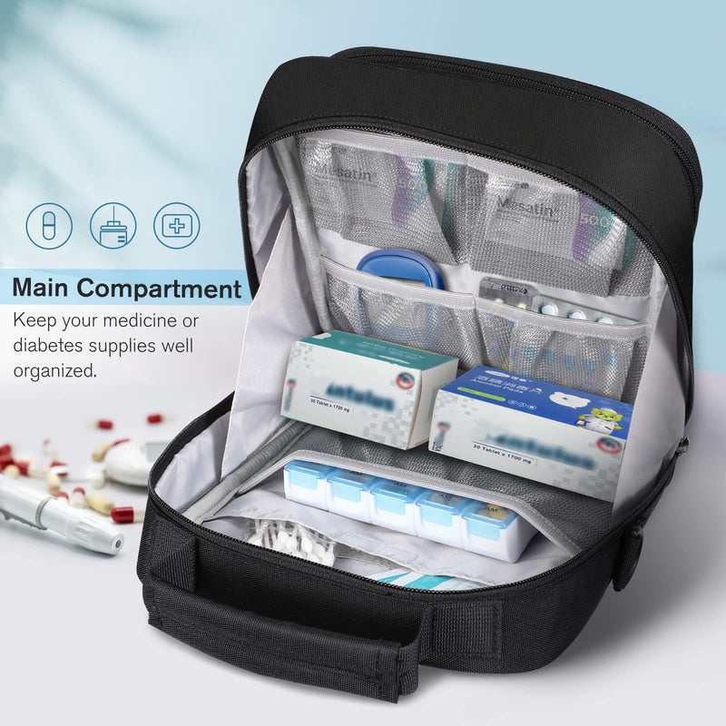 [Australia - AusPower] - MEDMAX Insulin Cooler EpiPen Carrying Case Insulated, Travel Medication Diabetes Supplies Organizer Bag with Shoulder Strap for Asthma Inhaler, Auvi-Q, Allergy Medicine Essentials (Black) Black 