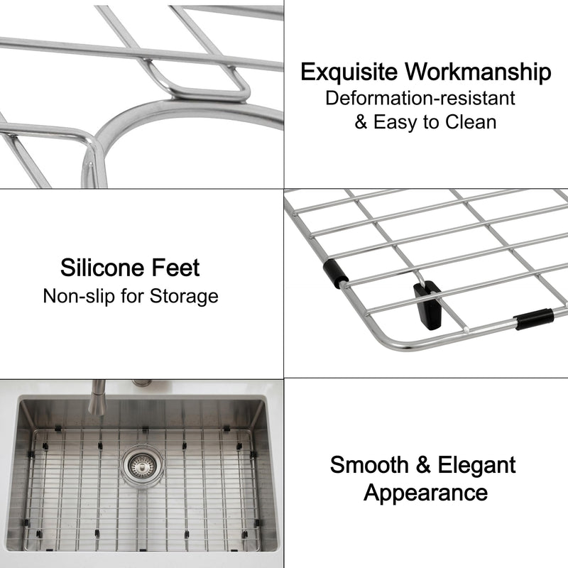 LQS Stainless Steel Sink Protectors, Kitchen Sinks Grid with Center Drain Hole for Single Bowl, Sink Protector, Kitchen Sinks Grate, Sink Bottom Grid (27 7/8" x 15 15/16") 27 7/8" x 15 15/16"