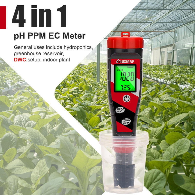 [Australia - AusPower] - Digital pH Meter pH TDS EC Meter for Hydroponic Nutrient Solution pH and EC Meter with LCD Display TDS Water Tester pH PPM Meter for DWC Setup Aeroponic Growing Tent Indoor Plant Grow 