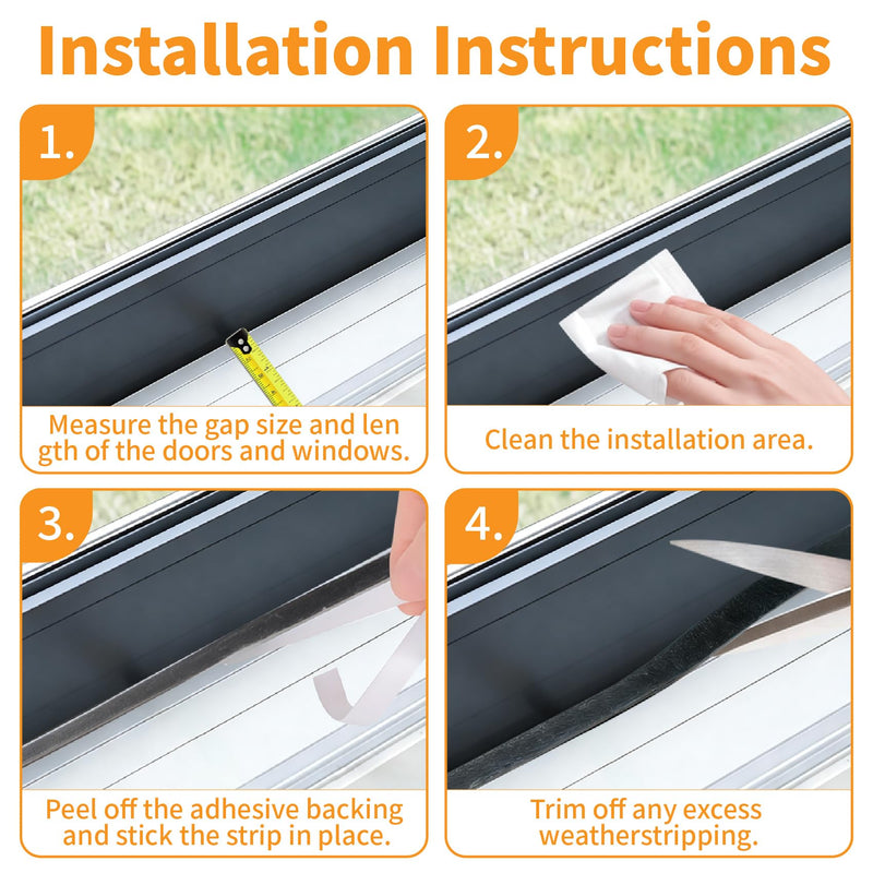 Weather Stripping Door Seal - Self-Adhesive Draft Blocker, Soundproof Insulation Tape for Door Window Frame - 0.2"x0.35"x19.6ft for Winter, Front Sliding Door Gap