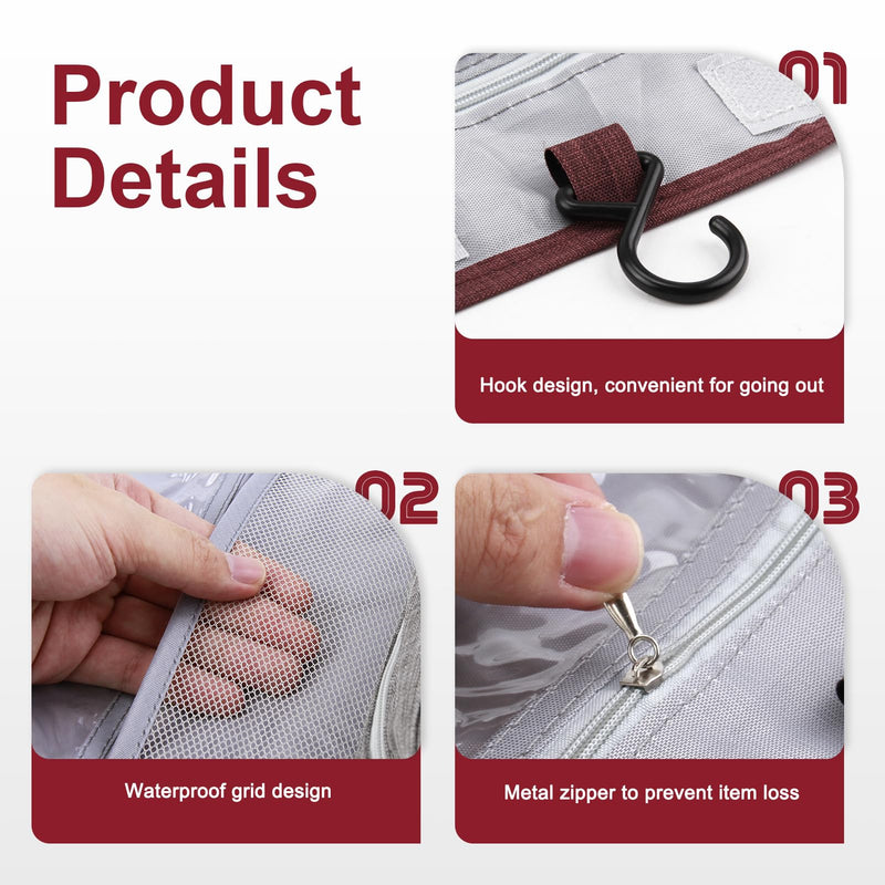 Ostomy Travel Bag, Hanging Ostomy Supply Bag for Colostomy, Ileostomy, Foley Catheter, Medical Supply Organizer (Wine Red) Wine Red
