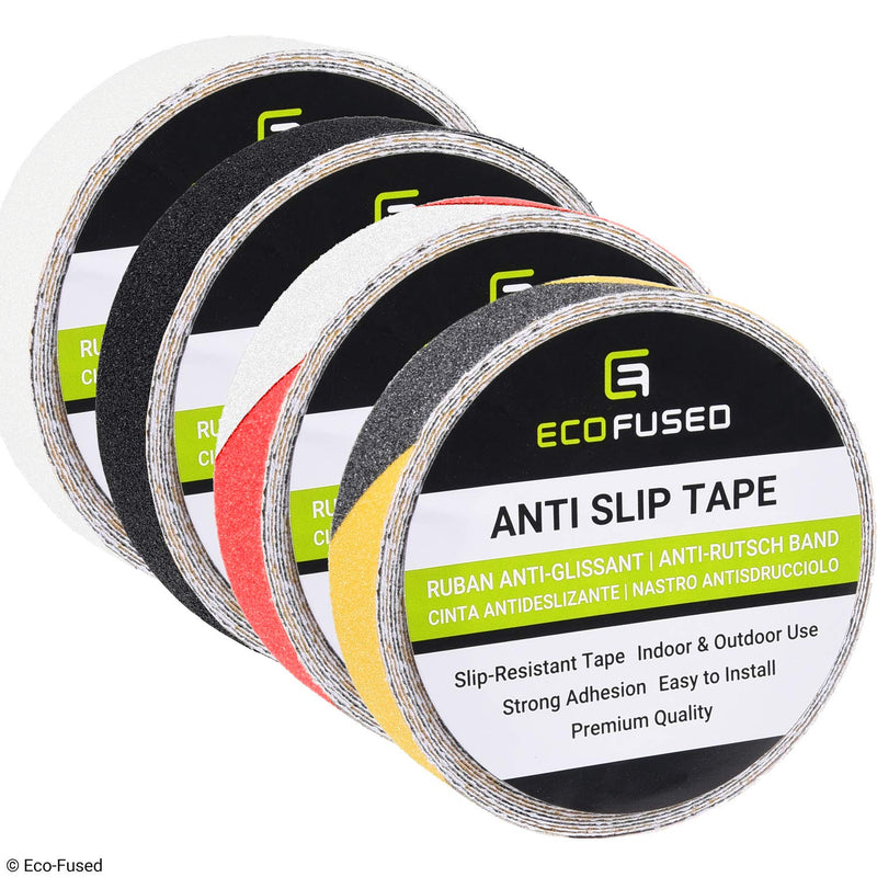 Eco-Fused Anti Slip Tape (2X) - Non Skid Abrasive Texture - Extra Safety, Traction, Grip - Prevents Injury from Slides, Falls, Tumbles - Easy to Apply/Remove (Multicolor - 4 Pack) Multicolor - 4 Pack