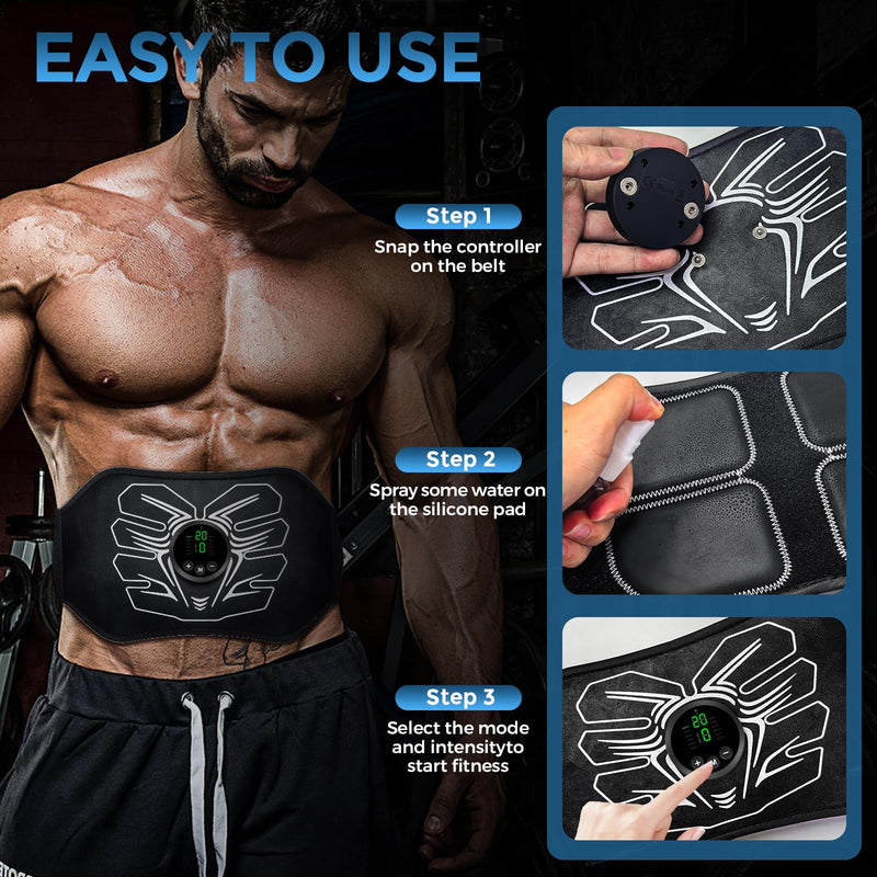 ABS Stimulator,Ab Machine, EMS Muscle Stimulator Ab Workout Equipment, Ab Machine Abdominal Trainer for Men and Women Home Fitness Training, Electric Muscle Stimulation Core Exercise Device White