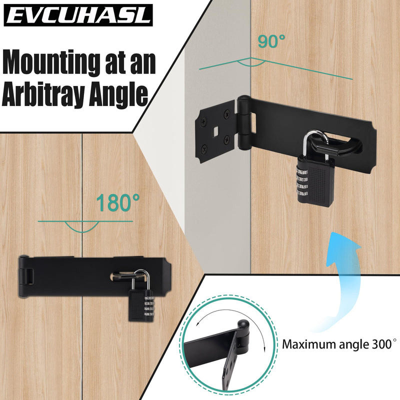 [Australia - AusPower] - Door Lock Hasp Latch, Thicked Design Latch Lock, High Quality Iron Security Packlock Clasp Hasp Lock Latch for Doors, Black Finish with Screws, 1 Pack(7-1/2 Inch) 