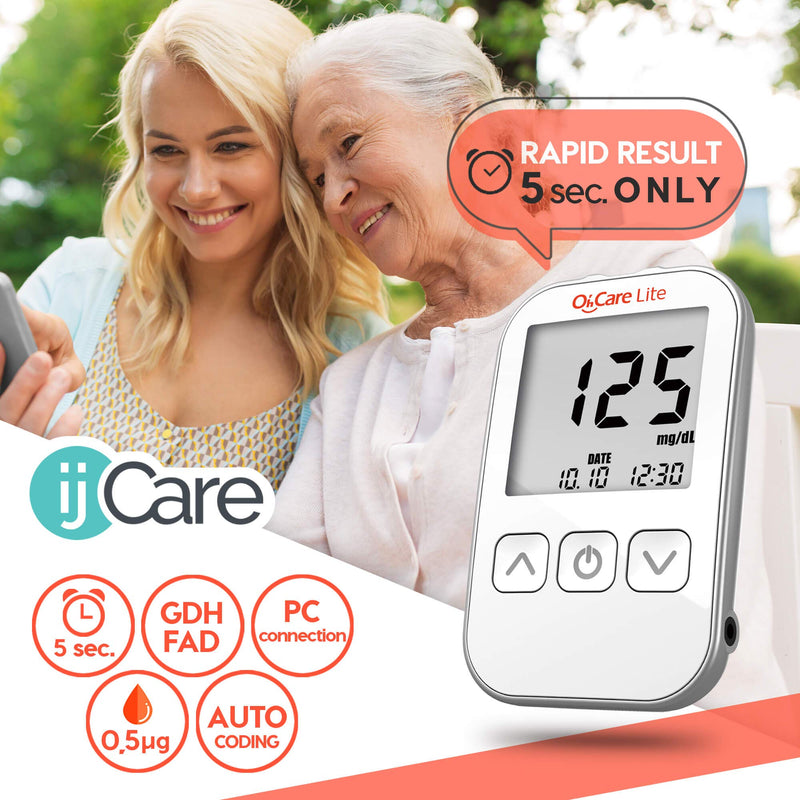 Blood Sugar Testing Bundle – Oh’Care Lite Monitor 200 Glucose Test Strips, 200 ijcare Lancets & 1 Control Solution