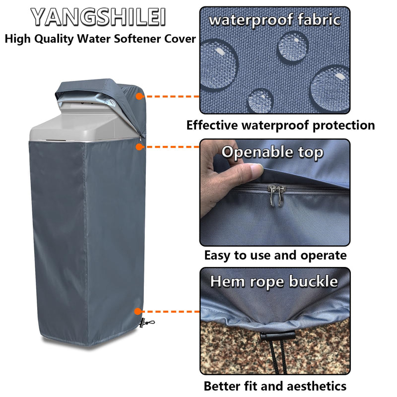 [Australia - AusPower] - Water Softener Cover for WHES30E/WHES40E Grain Softener, Openable top Easy to use Removal-free installation for UV Dust protection of Water Softener Housings Outdoor or indoor (Grey) Gray 