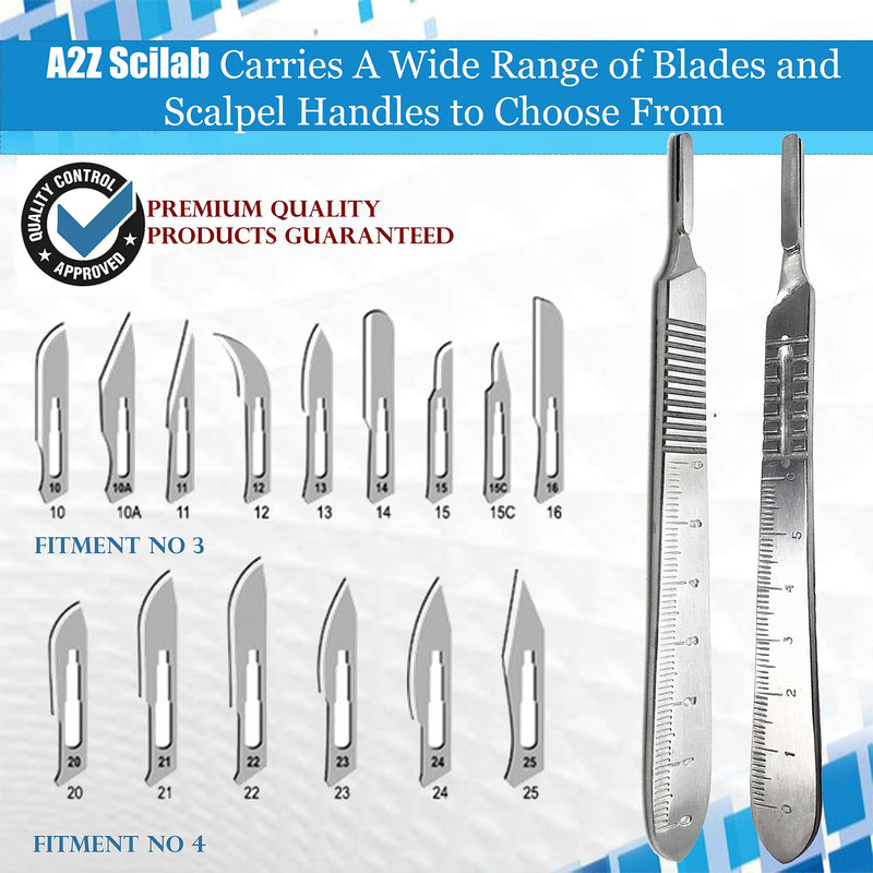 [Australia - AusPower] - 100 Sterile Carbon Steel Blades #10 with Free Scalpel Handle #3 