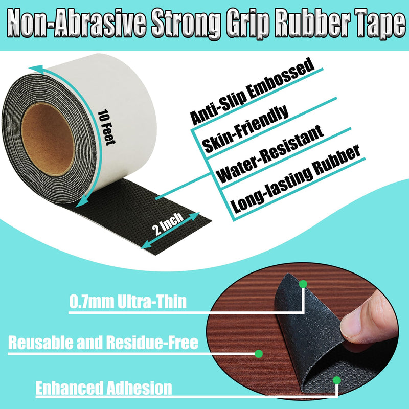 Haloera Rubber Grip Tape for Handle Anti-Slip - Heavy Duty Non-Abrasive Waterproof Tape for Indoor & Outdoor, Contact Surfaces Safer, Comfort, Noise Reduction, Customizable - (Dark Grey, 2In x 10Ft) Dark Grey