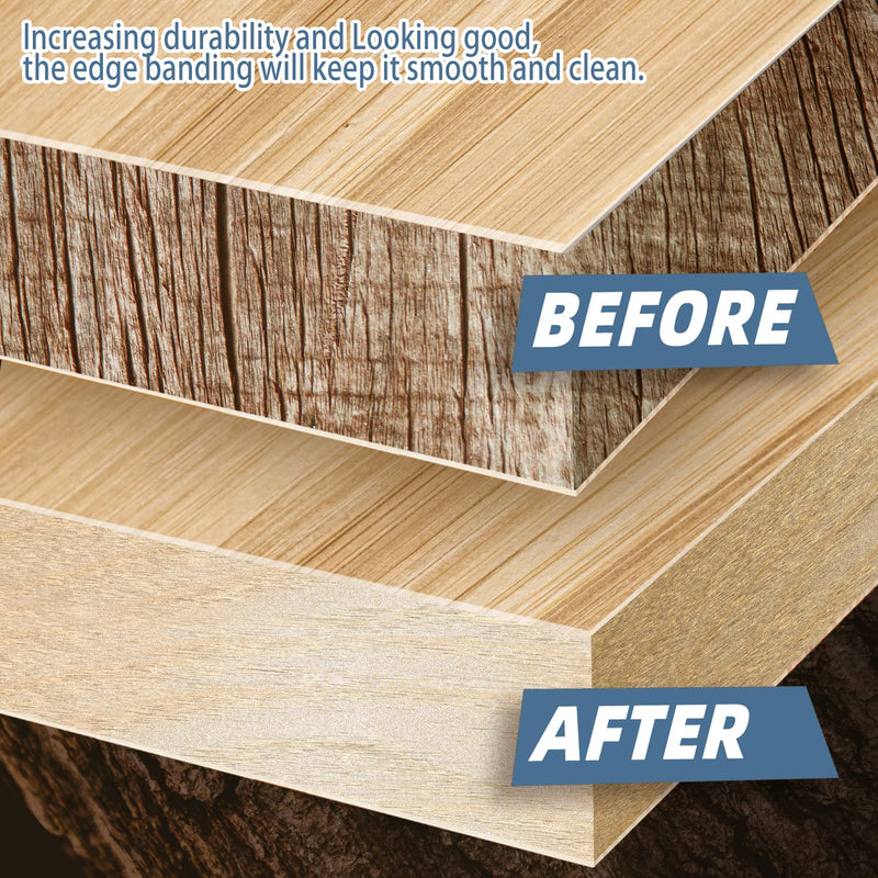 Birch Edge Banding, 5/8 inch x 250ft Plywood Veneer Wood Edge Banding, Preglued Wood Tape Banding for Cabinet Repair Birch 5/8"x 250ft