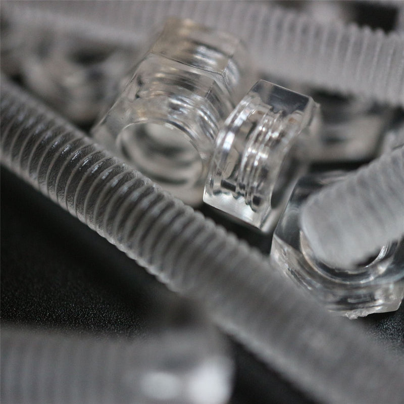 [Australia - AusPower] - Pack of 50 Transparent Clear Plastic, Pan Head, M2 x 16mm Nuts & Bolts -Acrylic Plastic Screws, (5/64 x 5/8 in) 