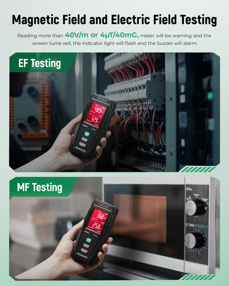 [Australia - AusPower] - ERICKHILL EMF Detector, Rechargeable Digital Electromagnetic Field Radiation Detector Hand-held Digital LCD EMF Meter Great Tester for Home EMF Inspections, Office, Ghost Hunting (RF Not Included) 