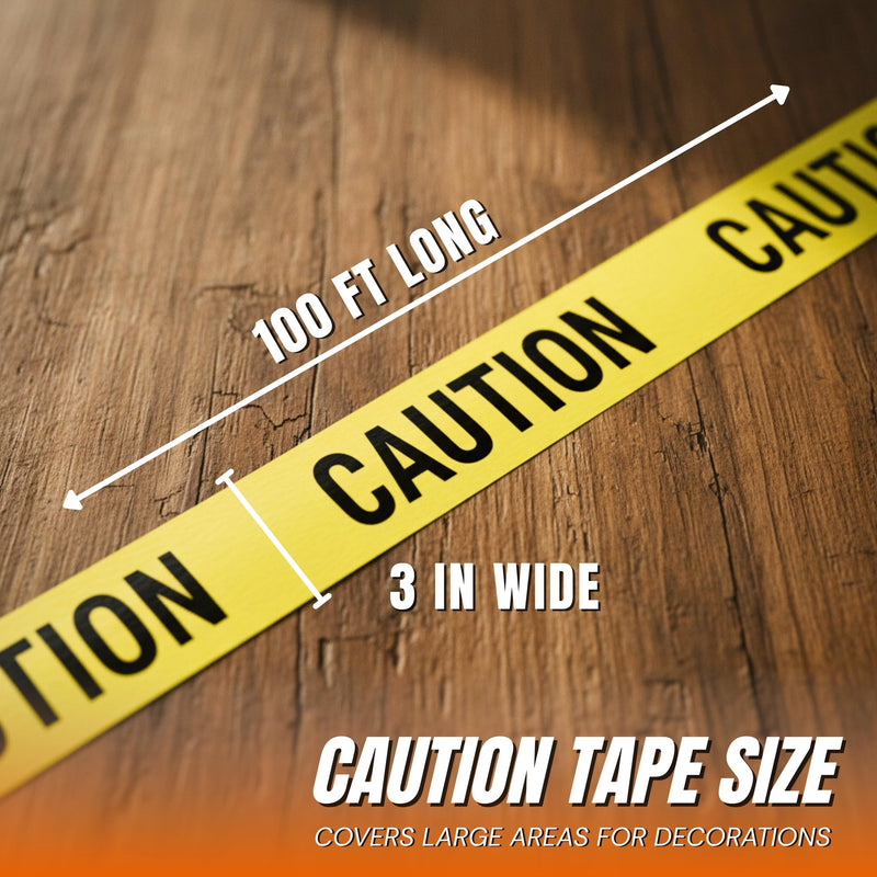 Caution Party Tape • 3 in. Wide X 100 Ft. Long • High Visibility • Tear Resistant Design • Great for Construction-Themed Parties & Signage for Small Hazards (100 ft) (1 Pack)