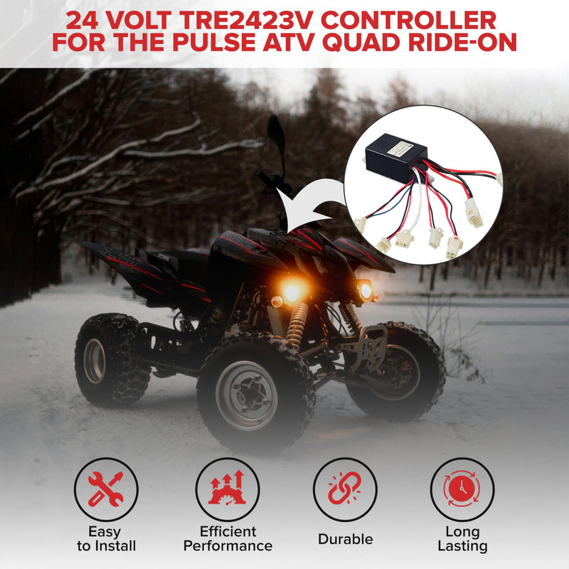 AlveyTech 24 Volt TRE2423V Controller for The Pulse ATV Quad Ride-On - Replacement Speed Motor Control Module with 2-Wire Throttle Connector