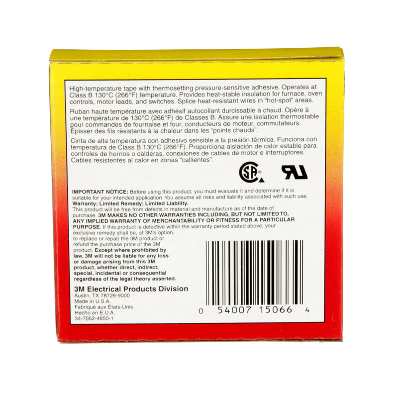 3M Glass Cloth Electrical Tape 27, ½ in x 66 ft, 1 Roll, Non-Corrosive Adhesive, Pressure Sensitive, High Temperature, Corrosion Protection, 7-mil Woven 1/2 in x 66 ft