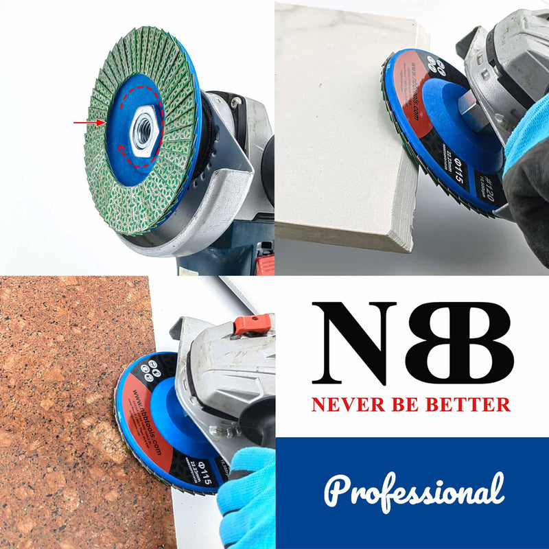 [Australia - AusPower] - NBB Diamond Flap Disc with Diamond Complete with M14 Flange Ideal for Grinding Ceramics, Porcelain Stoneware, Stone Edges and Bevels with Grinder (115mm, 60#, 1) 115 mm, 60# 